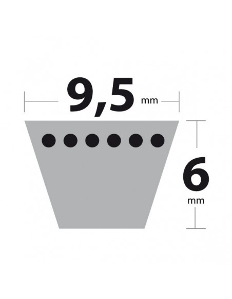 Courroie 3L40 Kevlar Trapézoïdale. 9,5 mm x 1016 mm