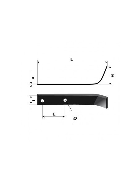 2 couteaux Type bineur cintré L 190mm