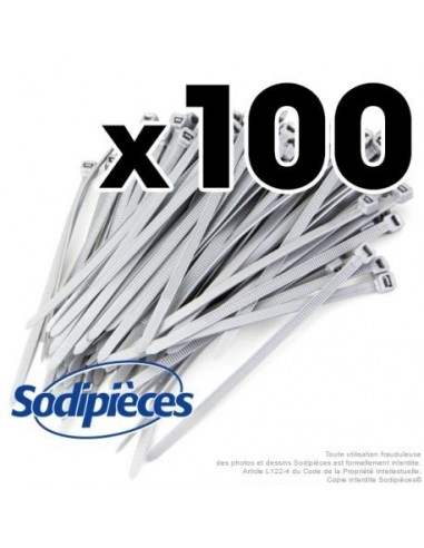 Collier de serrage 4,8 x 100 mm autobloquant plastique. Par 100