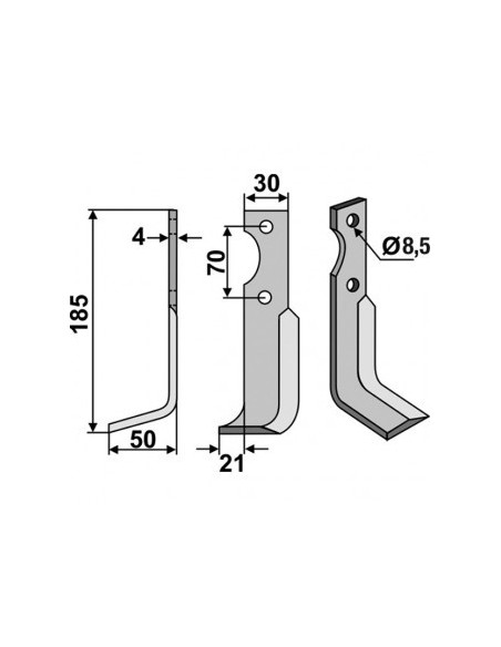 Couteau pour AGRIA 1 gauche, 1 droit