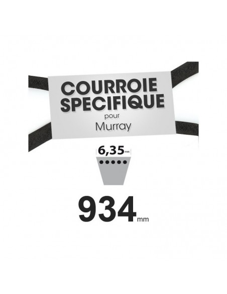 Courroie tondeuse spécifique Murray 37 x 64. 6,35 mm x 934 mm.