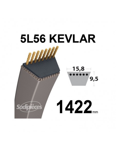 Courroie tondeuse 5L56 Kevlar Trapézoïdale. 15,8 mm x 1422 mm.