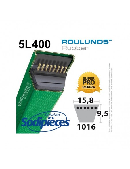 Courroie tondeuse 5L400 Roulunds Continental 15,8 x 9,5 x 1016 mm