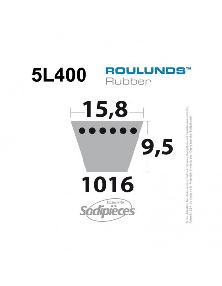 Courroie tondeuse 5L400 Roulunds Continental 15,8 x 9,5 x 1016 mm
