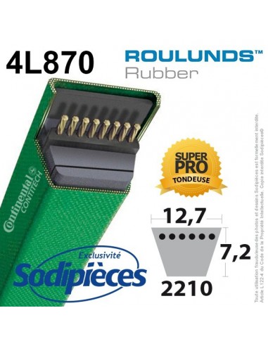 Courroie tondeuse 4L870 Roulunds Continental 12,7 x 7,2 x 2210 mm