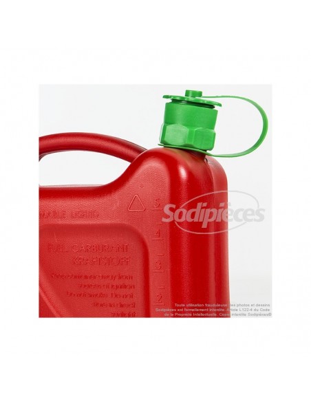 Bidon double, 2 et 5 litres, rouge avec bec verseur auto-stop