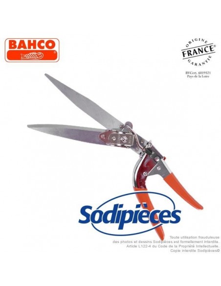 Cisaille à gazon acier trempé Bahco Pradines GS-76. Pro. Fabriquée en France