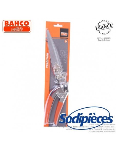 Cisaille à gazon acier trempé Bahco Pradines GS-76. Pro. Fabriquée en France