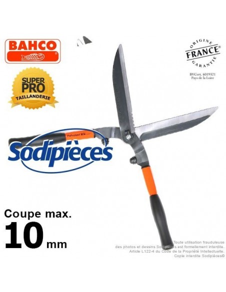 Cisaille à haies acier trempé Bahco Pradines P51-F. Usage pro. Fabriquée en France