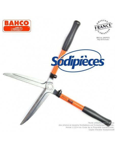 Cisaille à haies acier trempé Bahco Pradines P59-25. Usage fréquent universel. Fabriquée en France