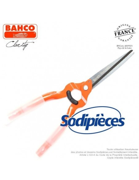 Cisaille acier trempé Clarity Bahco Pradines PG-35-Orange. Confort. Fabriqué en France
