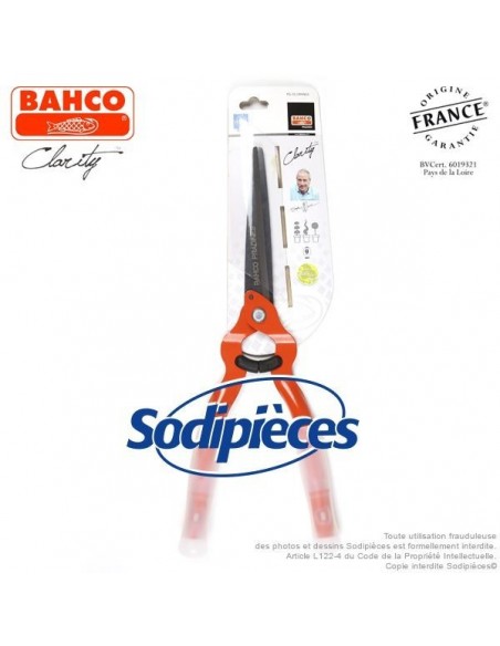 Cisaille acier trempé Clarity Bahco Pradines PG-35-Orange. Confort. Fabriqué en France