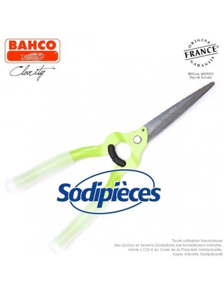 Cisaille acier trempé Clarity Bahco Pradines PG-35-Verte. Confort. Fabriqué en France