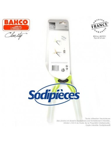 Cisaille acier trempé Clarity Bahco Pradines PG-35-Verte. Confort. Fabriqué en France
