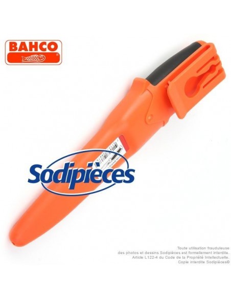 Couteau robuste multiusage Bahco Pradines 2444 avec étui. Lame acier inoxydable