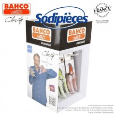 Présentoir sécateur Clarity Bahco Pradines. 12 sécateurs acier trempé. Rose, bleu, vert, orange