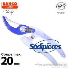 Sécateur acier trempé Clarity Bahco Pradines PG-05-Blue. 20 mm. Confort. Fabriqué en France