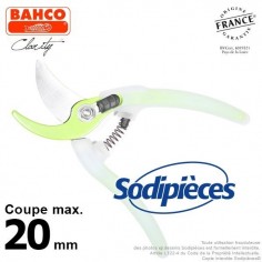 Sécateur acier trempé Clarity Bahco Pradines PG-05-Green. 20 mm. Confort. Fabriqué en France 2