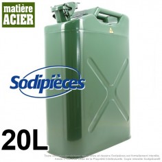Bidon en métal. Jerrican vert armé. 20 litres