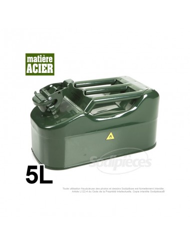 Bidon en métal. Jerrican vert armé. 5 litres