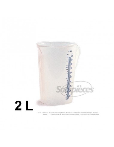 Broc doseur 2 litres. Modèle translucide.