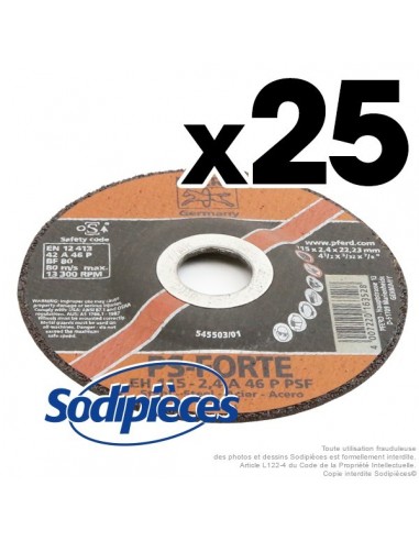 Disque à tronçonner Pferd métaux. Ø 115 mm. ép 2 mm. alésage 22,2