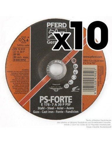 Disque Pferd à ebarber metaux diam 178 mm