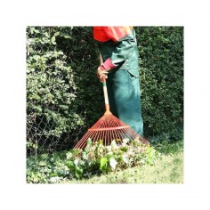 Balai à gazon 20 dents. Acier rouge. Manche bois 150 cm 2