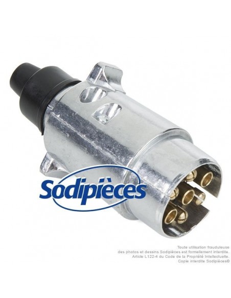 Prise adaptapteur remorque attelage mâle métal 7 broches
