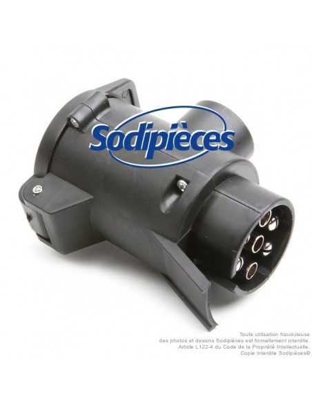 Prise adaptateur long pour remorque 7 mâles / 13 femelles 12 V