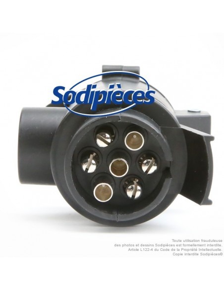 Prise adaptateur long pour remorque 7 mâles / 13 femelles 12 V