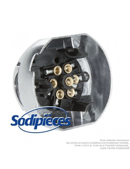 Prise adaptateur socle remorque attelage métal femelle 7 broches