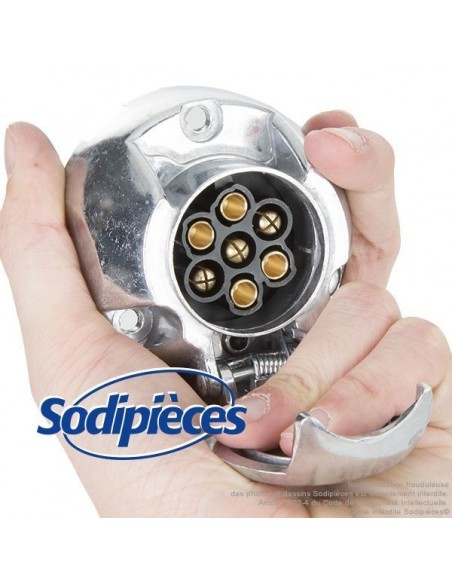 Prise adaptateur socle remorque attelage métal femelle 7 broches
