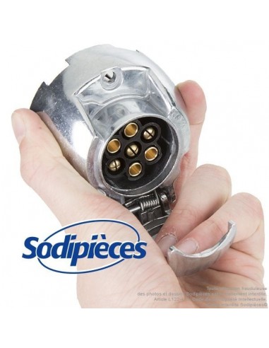 Prise adaptateur socle remorque attelage métal femelle 7 broches