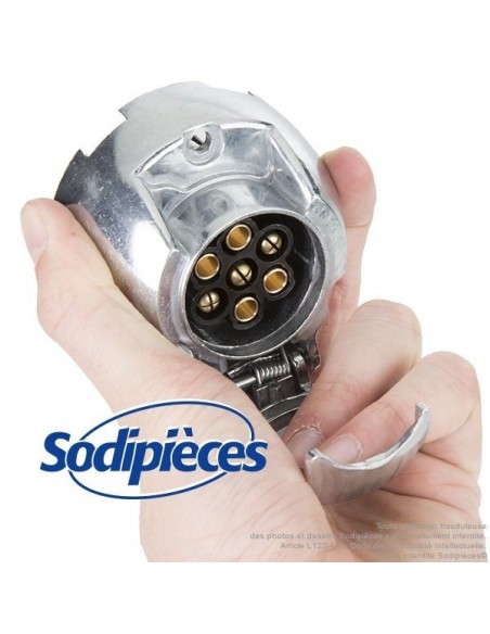 Prise adaptateur socle remorque attelage métal femelle 7 broches