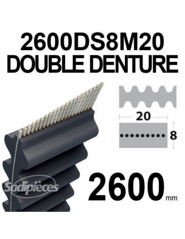 Courroie tondeuse 2600DS8M20 Double denture