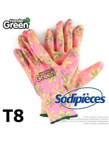 Gants imprimés féminins. Travaux jardin. HanderGreen® T8