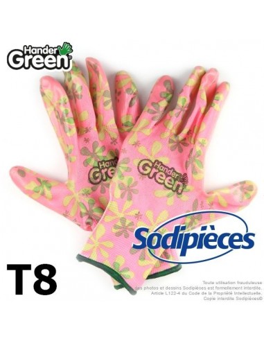 Gants imprimés féminins. Travaux jardin. HanderGreen® T8
