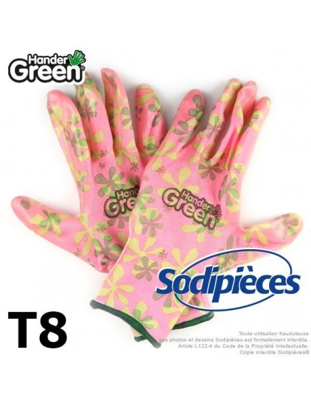 Gants imprimés féminins. Travaux jardin. HanderGreen® T8