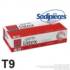 Gants latex. Boite de 100. Taille 9