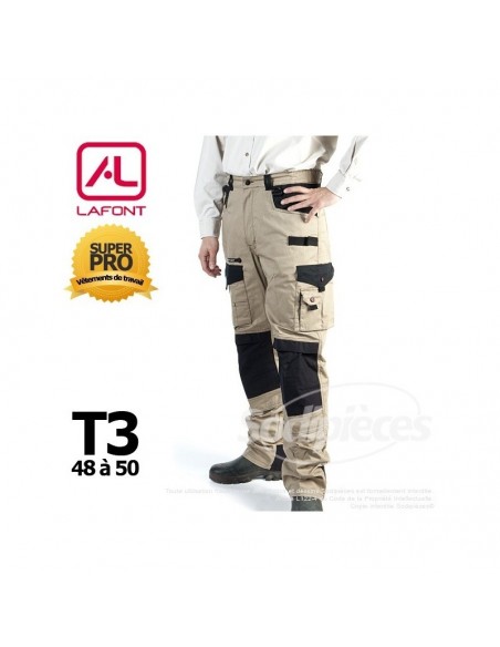 Pantalon de travail Lafont Beige / Noir T3(48/50)