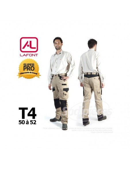 Pantalon de travail Lafont Beige / Noir T4(50/52)