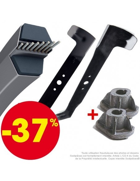 Kit pour castel garden twin cut 92 courroie,lames+supports