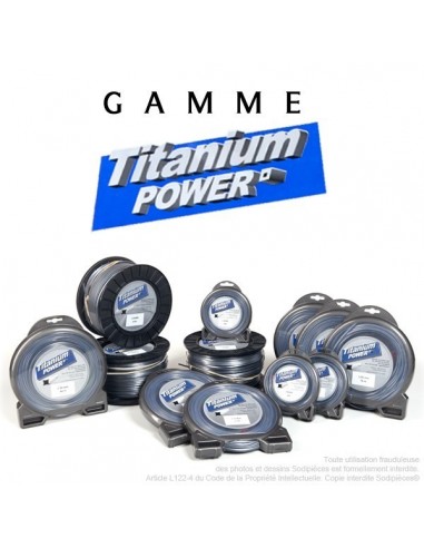 Fil débroussailleuse Titanium ®. Carré. Coque : 2,5 mm x 32 m