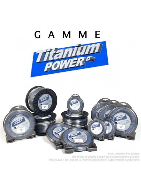 Fil débroussailleuse Titanium ®. Carré. Coque : 2,5 mm x 32 m
