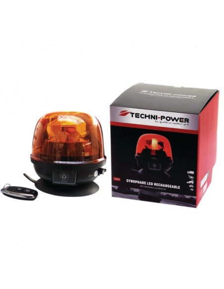GYROPHARE LED SANS FIL RECHARGEABLE MAGNETIQUE AVEC TELECOMMANDE TECHNI-POWER