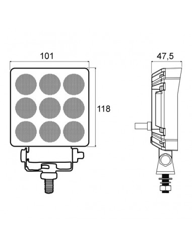 PHARE LED CARRE MINI 12/24V 12W 1200 LUMENS TECHNI-POWER