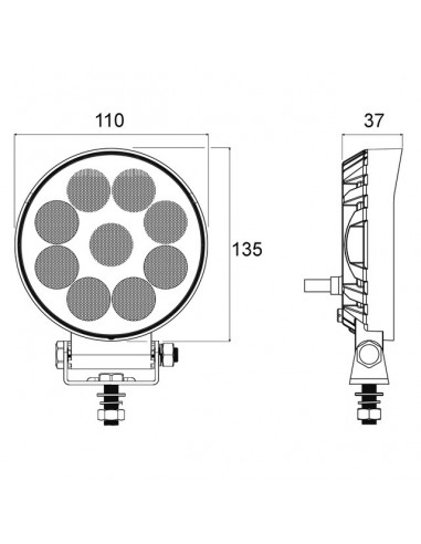 PHARE LED ROND 12/24V 15W 1500 LUMENS TECHNI-POWER