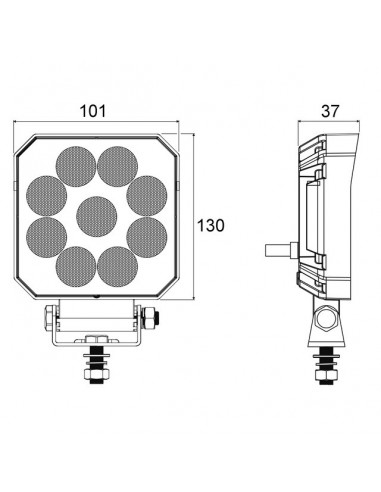 PHARE LED CARRE 12/24V 15W 1500 LUMENS TECHNI-POWER