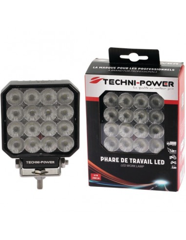 PHARE LED CARRE 12/24V 25W 2000 LUMENS TECHNI-POWER